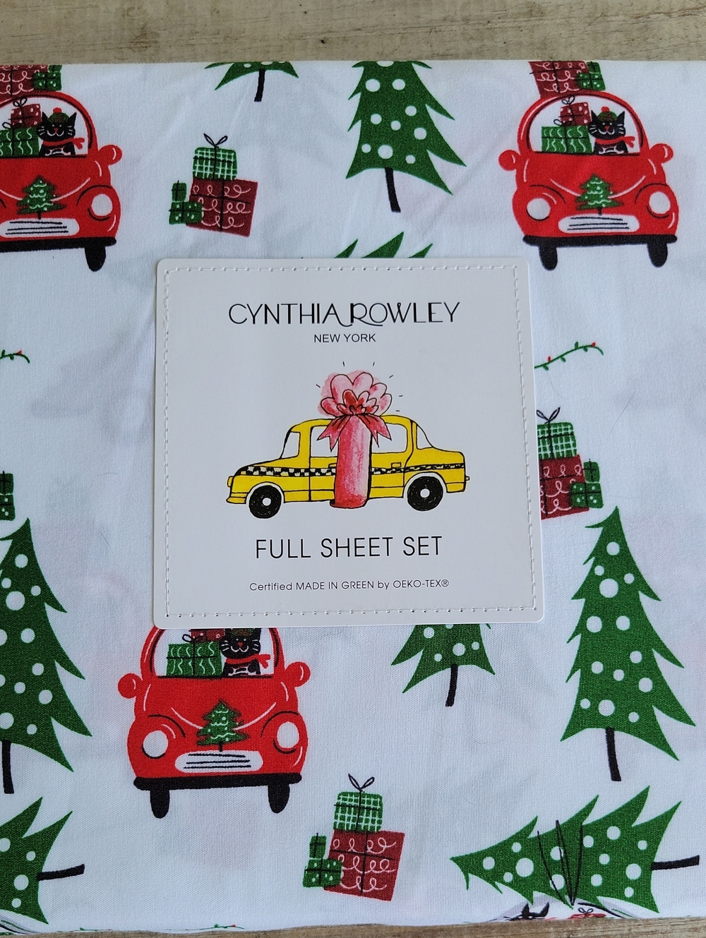 Cynthia Rowley OEKO-TEX Full Sheet Set Christmas Cats